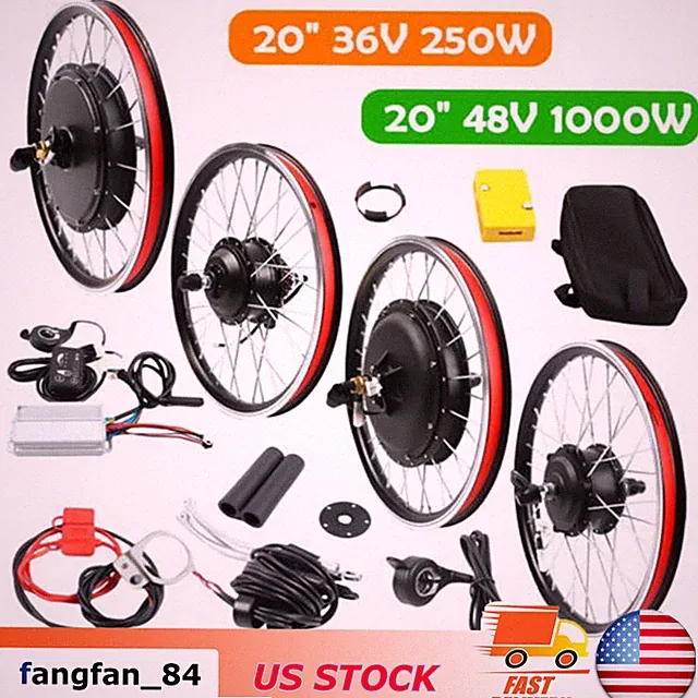 20" EBike Bicycle Conversion Kit 250/1000W Electric Front / Rear Wheel Hub Motor