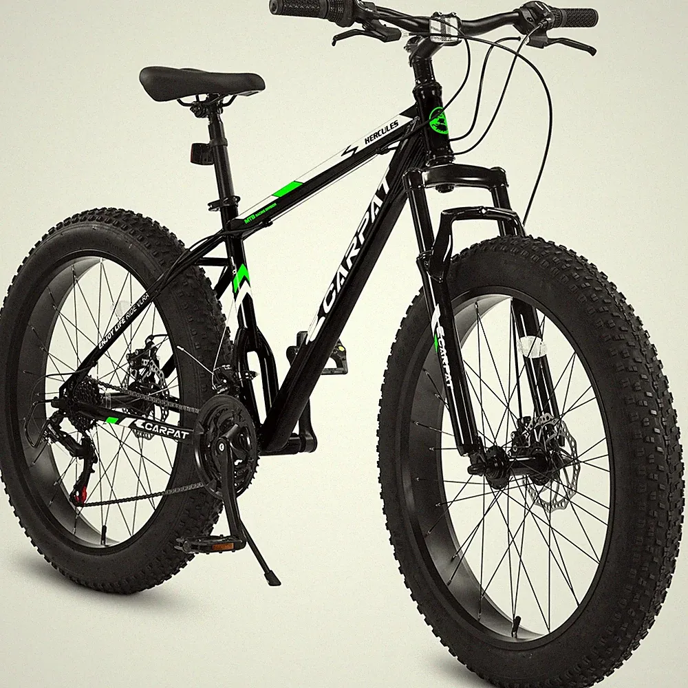 26" Fat Tire Mountain Bike, 21 Speed Shimano, Dual Disc Brake, High-Carbon Steel