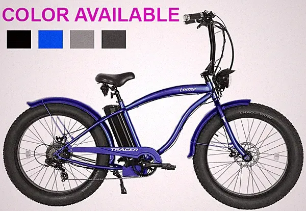 26" Fat Tires 7 Speed 800 Watt 48V Disc Brake Headlight Electric Cruiser Bicycle