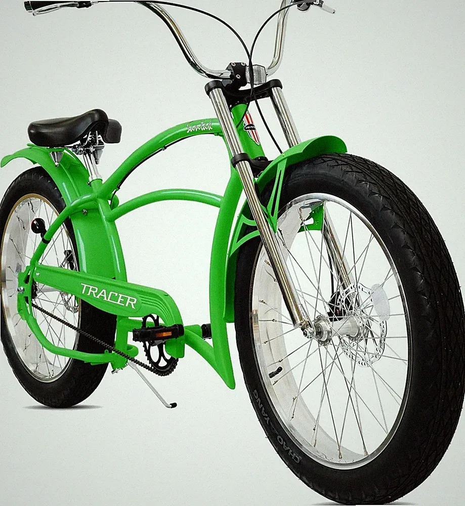 26"X4.0 Inch Fat Tire Chopper Stretch Cruiser Bike Triple Tree Fork Single Speed