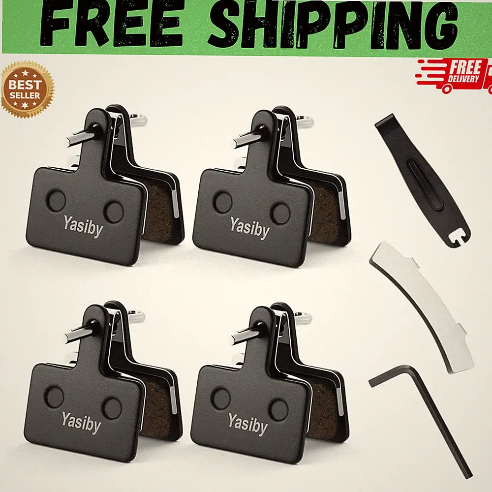 4 Pairs MTB Disc Brake Pads Resin & Semi-Metallic Quiet W/ Install Kit E-Bike US