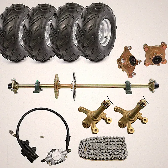 44" Go Kart Rear Axle Kit 7" Wheels 530 Sprocket Hub For Trike E-Bike Buggy ATV