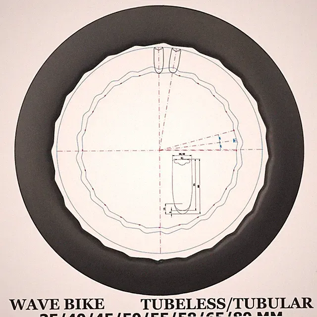700C 1 pcs Wave Bike Carbon Rims 28mm Width Tubeless Tubular 35-80mm Depth