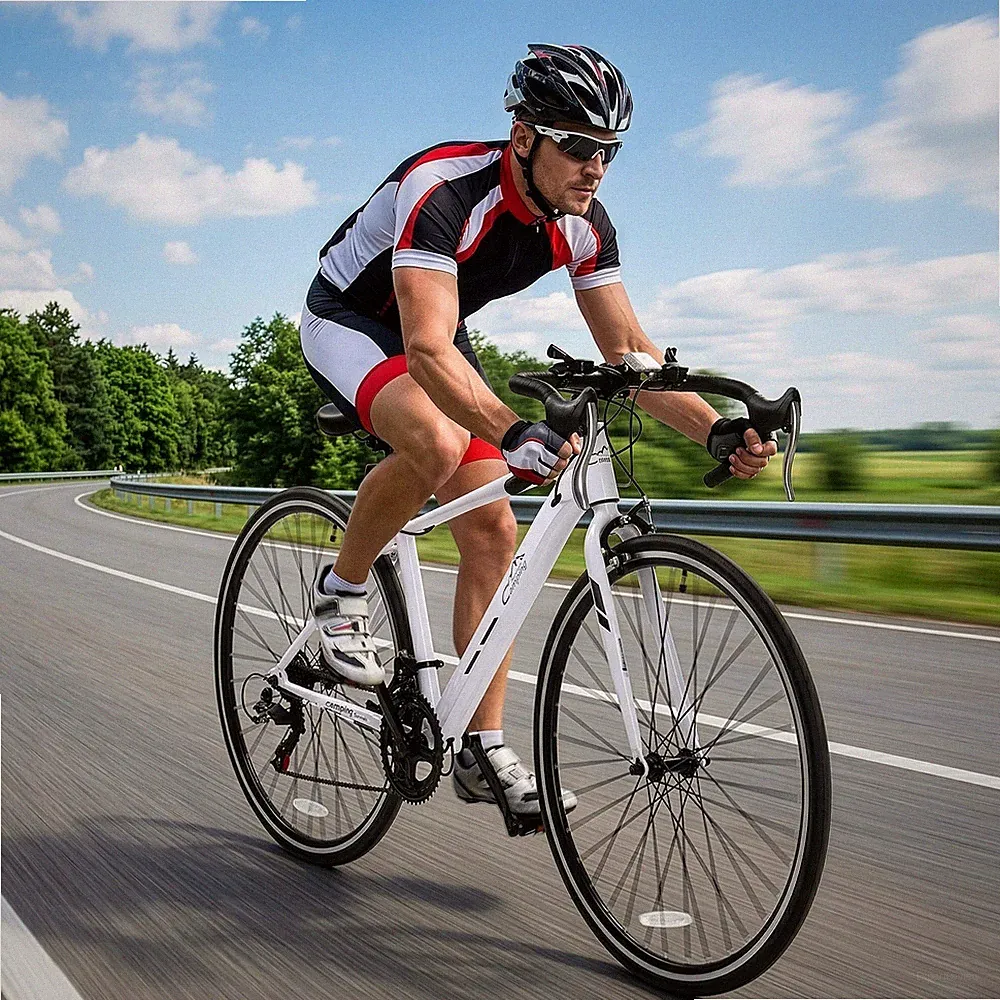 700C Lightweight Aluminum Road Bike – 14 Speed Commuter Bicycle with Dual Disc
