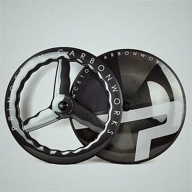 700C Road or Track Bicycle Wheelset Carbon Front Wave 3 Spokes Rear Disc Wheels