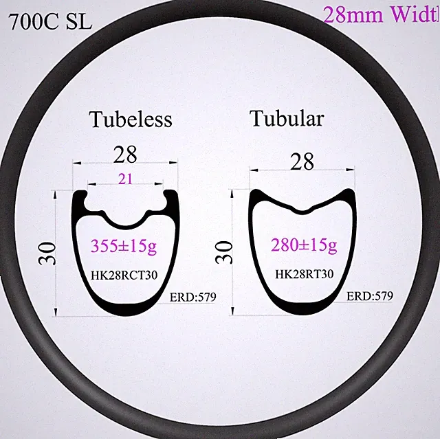700C Superlight Carbon Rims 30mm Deep 28mm Wide Tubeless Tubular for Road Bike
