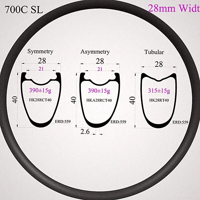 700C Superlight Road Gravel Bike Carbon Rim 28mm Wide 40mm Deep Tubular Tubeless