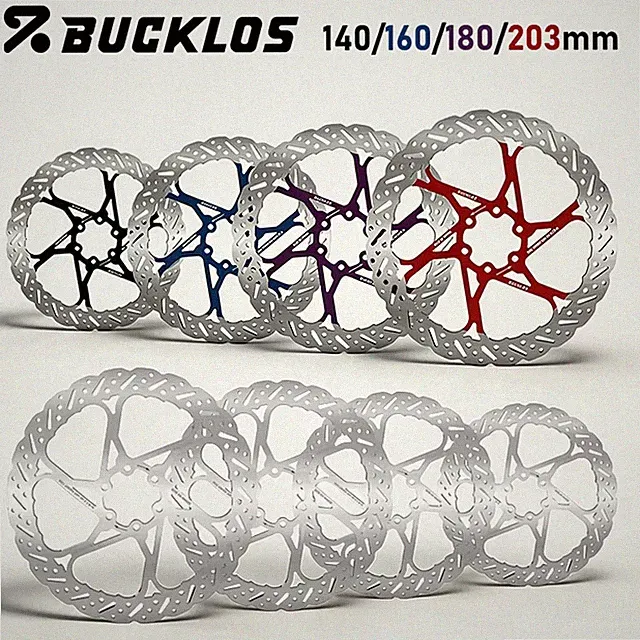 BUCKLOS Bicycle Disc Brake Rotor Hydraulic 140/160/180/203mm MTB Road Colorful