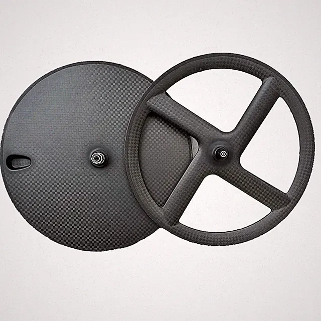 Carbon Wheelset 4Spoke Rear Wheels Road TT Track Bike Center Lock Disc Brake