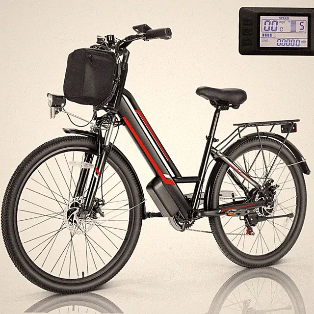 Electric Bike 26In City Commuting Bicycle 500W 48V Cruiser Beach E-bikes 7-Speed
