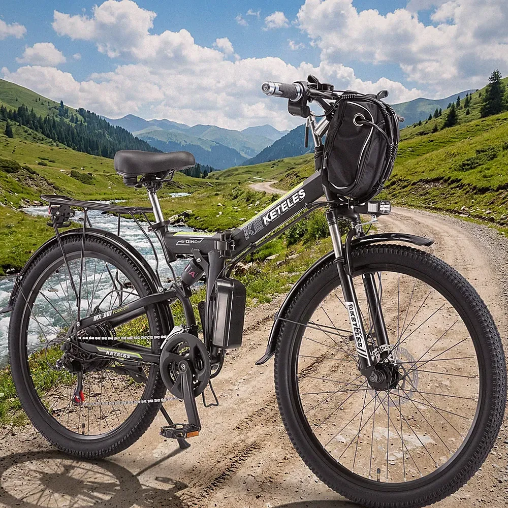 KETELES 1000W/48V/20AH Folding E-Bike For Adult 26" UL2849 30mph E-Mountain Bike