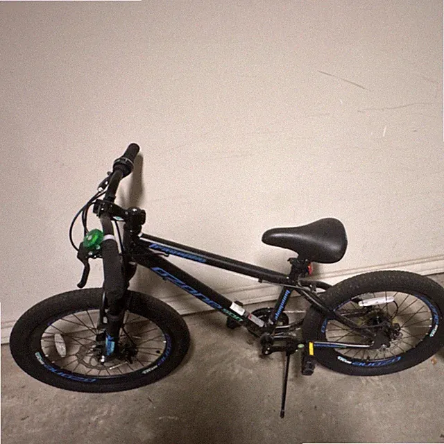 Ozone 500 Fragment Kids Bike 20" Black Blue Disc Brakes Kickstand Bell