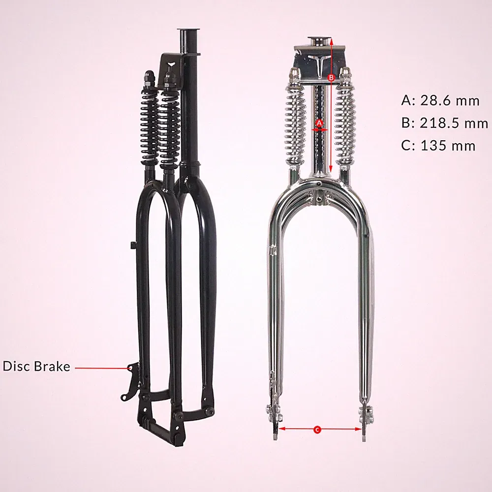 Tracer 1-1/8" Dual Springer Classic Fork for Disc Brake For 26"x3.0 4.0 Fat Tire