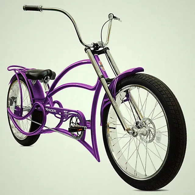 Tracer 26" Chopper Cruiser Bike Front Disc brake Rear Coaster Bake Purple