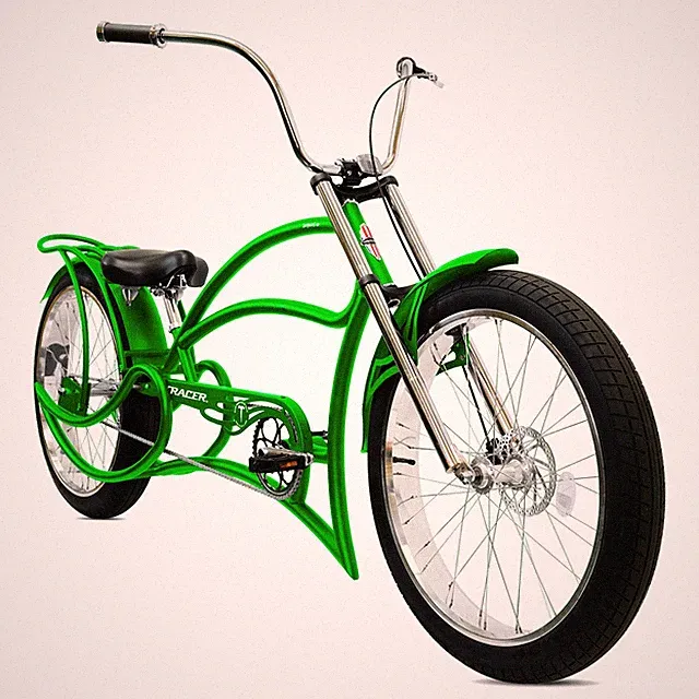 Tracer 26" Stretch Cruiser Bike Fat tires Front Disc Rear Coaster Brake Green