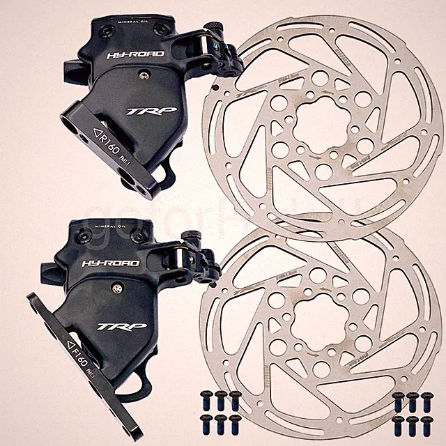 TRP HY/RD Cyclocross Bike Flat Mount Front+Rear Disc Brake Calipers Set+Rotor BK